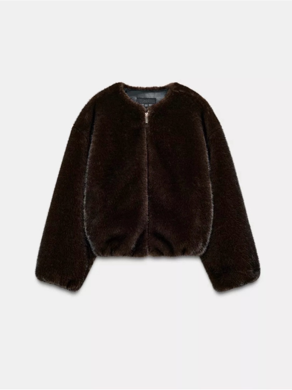 Zara Chocolate Brown Faux Fur Cropped Jacket